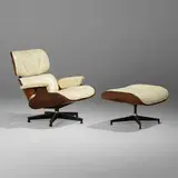 Charles and Ray Eames, 670 lounge chair and 671 ottoman, rosewood, leather, enameled and brushed aluminum