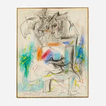 Untitled by Byron Browne, 1953, charcoal, oil pastel and pastel on paper, sold Mar 2024