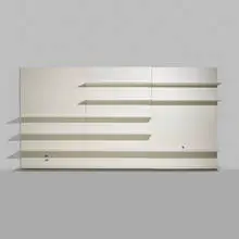 Naòs wall-mounted shelving system by Pierluigi Cerri, 1994 / 2010, lacquered particle board, brushed aluminum, sold Mar 2024