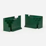 Contemporary, Memphis-style nightstands, pair, c. 1985, lacquered wood, glass