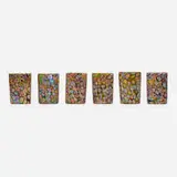 Collection of six cups by Modern, glass murrine, sold Mar 2024