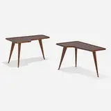 Gio Ponti, Occasional tables from the Hotel Bristol, Merano, pair, c. 1945, Italian walnut