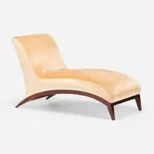 Art Moderne, Chaise lounge, c. 1940, velour upholstery, mahogany