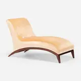 Art Moderne, Chaise lounge, c. 1940, velour upholstery, mahogany