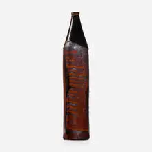 Tall vase by Brother Thomas Bezanson, tenmoku-glazed porcelain, sold Mar 2024