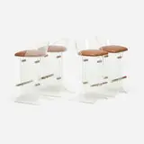 Bar stools, set of four by Charles Hollis Jones, c. 1975, acrylic, vinyl, chrome-plated steel, sold Mar 2024