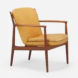 Delegates chair by Finn Juhl, 1951, walnut, upholstery, sold Mar 2024