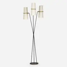 Lunel, Floor lamp, c. 1950, brass, enameled steel