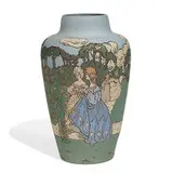 C.A. Dusenbery for Weller Pottery, early Dickensware earthenware vase