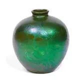 Jacques Sicard for Weller Pottery, earthenware Sicard vase with nasturtium decoration