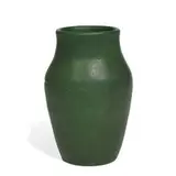 Wheatley Pottery, earthenware Arts & Crafts green leathery vase