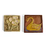 deeply carved earthenware tile with dogwood blossom by Louis Mailou Jones at Howard University, sold Jun 2021