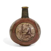 Jean Mayodon, Art Deco hand-painted earthenware vase
