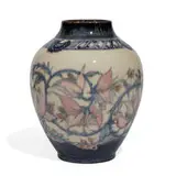 Lorinda Epply for Rookwood Pottery, porcelain decorated vase with repeating bands and scrolling vine decoration