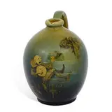 amusing earthenware Standard Glaze jug by Robert Bruce Horsfall for Rookwood Pottery, sold Jun 2021