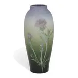 Iris glaze vase with thistle decoration by Albert R. Valentien for Rookwood Pottery & Gorham Mfg. Co., sold Jun 2021