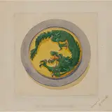 original architectural drawing for a dragon tile by Rookwood Pottery, sold Jun 2021