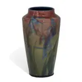 porcelain Black Opal vase with orchid decoration by Kataro Shirayamadani for Rookwood Pottery, sold Jun 2021