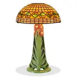 Table lamp: Acorn shade on a carved base by Kataro Shirayamadani for Rookwood Pottery & Tiffany Studios, sold Jun 2021
