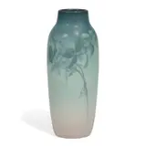 Edward Diers for Rookwood Pottery, Vellum glaze vase with white wild rose decoration