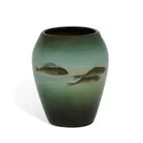 earthenware Iris glaze vase with swimming fish by Edward T. Hurley for Rookwood Pottery, sold Jun 2021