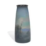 Fred Rothenbusch for Rookwood Pottery, earthenware Vellum glaze scenic landscape vase