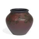 porcelain Double Vellum glaze vase with wild rose decoration by Elizabeth N. Lincoln for Rookwood Pottery, sold Jun 2021