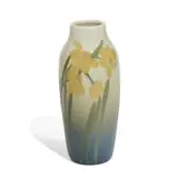 Sallie Coyne for Rookwood Pottery, earthenware Iris glaze vase with jonquil decoration