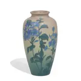 Edward Diers for Rookwood Pottery, porcelain Vellum glaze vase with colorful bellflower decoration