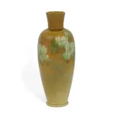 good earthenware Sea Green glaze vase with white rose decoration by Albert R. Valentien for Rookwood Pottery & Gorham Mfg., sold Jun 2021