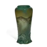 monumental carved earthenware Iris glaze vase by Kataro Shirayamadani for Rookwood Pottery, sold Jun 2021