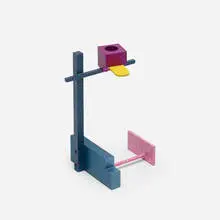 Peter Shire, candlestick, c. 1998, enameled steel, anodized aluminum