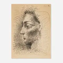 Portrait de Jacqueline by Pablo Picasso, 1956, lithograph on Arches paper, sold Jan 2019