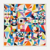 Yaacov Agam, Black Hole, 1980, color relief multiple mounted on painted wood panel