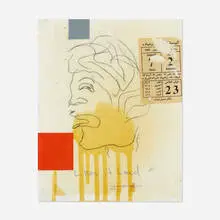 Untitled (no. 3) by Donald Baechler, 1998, mixed media on canvas board, sold Jan 2019