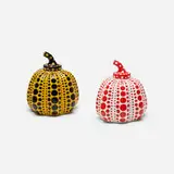 Pumpkins, set of two by Yayoi Kusama, 2015, lacquered resin, sold Jan 2019