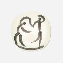Danseurs plaque by Pablo Picasso, 1956, white earthenware clay, decoration in engobes and paraffin, white enamel, sold Jan 2019
