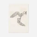 Pol Bury, Untitled, 1980, ink on paper with collage