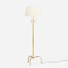 attribution Tommi Parzinger, floor lamp, c. 1950, brass, lacquered paper