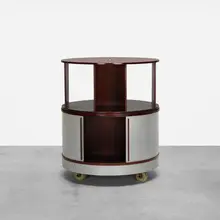 Combi-Center bar by Joe Colombo, 1963-1964, stained beech, aluminum, rubber, sold Oct 2018