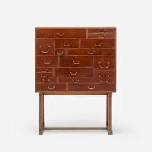 Josef Frank, cabinet, model 881, maple burl, walnut, brass, birch