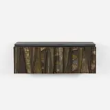 wall-mounted cabinet, model PE 19 by Paul Evans, c. 1970, welded and patinated steel, slate, sold Oct 2018