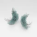 Deborah Thomas, Sea Breeze light sculptures, pair, 1993, glass shards, enameled steel wire, halogen lights