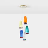 Massimo Vignelli, chandelier, c. 1950, glass, enameled brass, brass