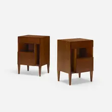 nightstands, pair by Gio Ponti, c. 1955, Italian walnut, sold Oct 2018