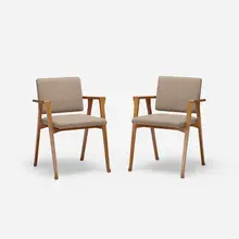 Luisa chairs, pair by Franco Albini, 1950, walnut, upholstery, sold Oct 2018