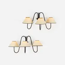 attribution Jean Royère, sconces, pair, c. 1943, enameled steel, paper
