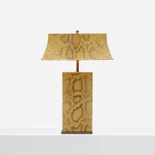 Karl Springer, Python table lamp, c. 1970, python skin, brass