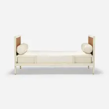 Custom daybed by Jean-Michel Frank, c. 1940, lacquered wood, fabric, cane, sold Oct 2018