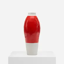 Red White Vase by Hella Jongerius, 1997, glazed porcelain, lacquer, sold Oct 2018